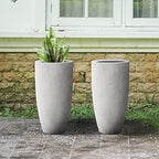 Kante 23.6" H Natural Concrete Tall Planters Two Pack, Large Outdoor Indoor Garden Plant Pots with Drainage Hole and Rubber Plug, Modern Decor for Home and Garden - Image 6