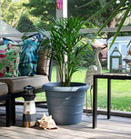 The HC Companies 16 Inch Marina Planter Lightweight Indoor Outdoor Plastic Plant Pot for Herbs and Flowers, Slate Blue - Image 2