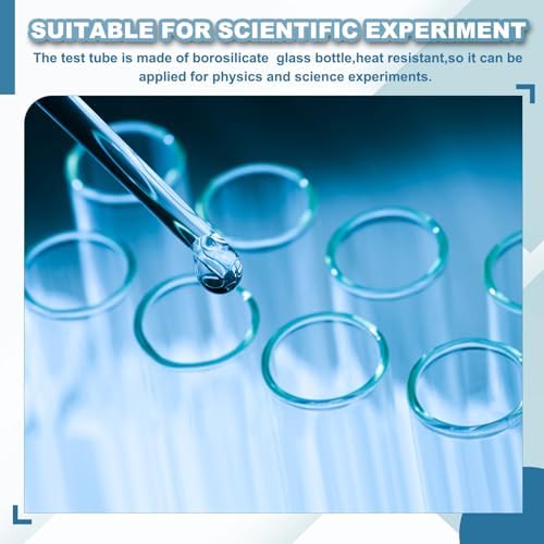 PATIKIL 80ml Test Tubes with Caps, 24Pcs 30x150mm Glass Clear Flat Bottom Test Tube Containers with Plastic Cap for Bead Party Candy Bath Salt Storage Scientific Experiment Plant(Black) - Image 5