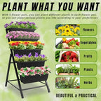 Homdox 4FT Vertical Garden Bed, 5 Tiers Raised Garden Planter, 25.6 * 26 * 48Inch with 4 Hooks & 4 Wheels, Vegetable Flower Stand for Garden Patio Yard, Black - Image 5