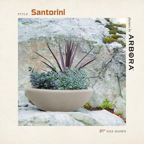ARBORA 26" Santorini Bowl Planter - Lightweight Polyresin Large Outdoor Pot - Image 3
