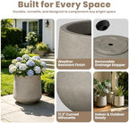 Kante Weathered Beige Concrete Planter, 17.3" Large Round Pot for Decor - Image 4