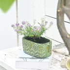 8 inch Green Pots Planters Indoor Plants Succulent Pots Rectangle Window Box Cactus Plant Containers for Home Decor(No Drainage) - Image 4