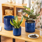 vancasso Ceramic Planters, Plant Pots for Indoor Plants, 6.25+8.25+10.25 Inch Ceramic Pots for Plants, Flower Pots with Drainage Holes (Blue, 6.25+8.25+10.25 Inch) - Image 5