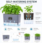 Self Watering Planters 4 Pack, 7 Inch Rectangle Plant Pots with Visible Water Reservoir, Indoor Outdoor Herb Planter Boxes for Windowsill，African Violets，Succulents，Flowers，Kitchen，Office，Balcony Gray - Image 4