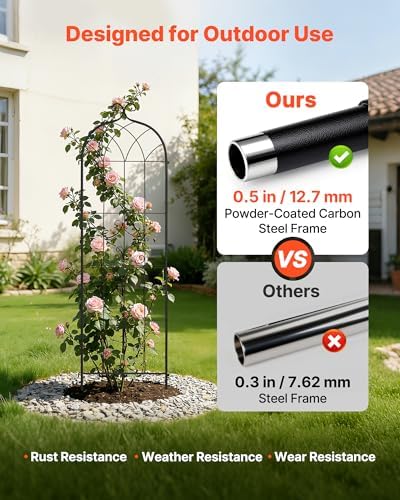 VEVOR Garden Trellis, 71 x 20 inch Rose Trellis, 8 Packs Garden Flower Rose Trellises with Powder-Coated Finish & Convenient Locking Design, Plant Support Trellises for Flowers, Vegetables, Roses - Image 3
