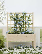 Garvee Wooden Raised Garden Bed with Trellis, 46.46x23.23x65.35IN Elevated Planter Box with Legs for Climbing Plants, Vegetables & Flowers - Image 6