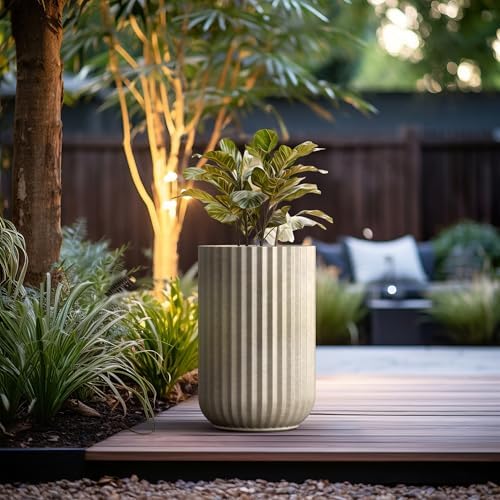 Kante Large Round Column Weathered Concrete Planter 21.7" Tall, Outdoor - Image 6