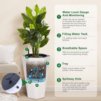 22.5 Inch Tall Planters Set of 2, Outdoor Planters Self Watering Plant Pots with Water Level Monitor, Multiple Drainage Holes, Flower Pots for Patio, Porch, Living Room, or Home Office, White - Image 4