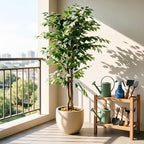 VECELO Ficus Tree Artificial 6 Feet, Tall Faux Tree in Pot, Fake Floor Plant with Realistic Tree Branch & Silk Leaves for Home Office Indoor Decor - Image 5