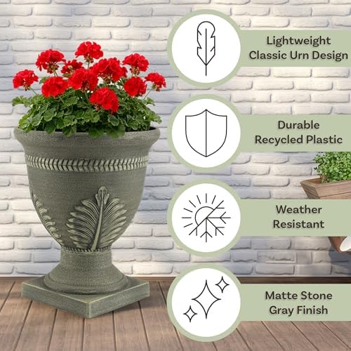 Pure Garden Indoor Outdoor Planter, Gray, 15.25x18.8-Inch, 2-Pack - Image 2