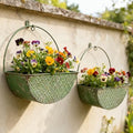 2-Piece Green Metal Planter Wall Hanging Baskets Decor Half-Moon Wall Mount Planter Set for Shabby Chic Farmhouse Outdoor Indoor Wall Decor by Unknown