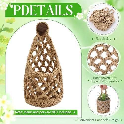 12 Pieces 4 Inch Cotton Rope Macrame Plant Hangers Wall Planters - Image 2