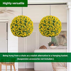 15.7 Inch Artificial Hanging Topiary Balls Set of 2, Faux Flower Balls for Garden Patio Wedding Valentine's Day Decor, Outdoor Indoor Hanging Decorations for Porch Front Door Party, Yellow - Image 5