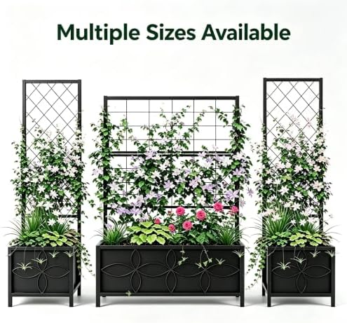 Zhongma 15.75 x 15.75 x 55 in Raised Garden Bed with Trellis,Heavy Duty Plant Box for Climbing Plants with Drainage Hole, Metal Lattice Planter Gardon Box with Inner Fabric Liners. - Image 6