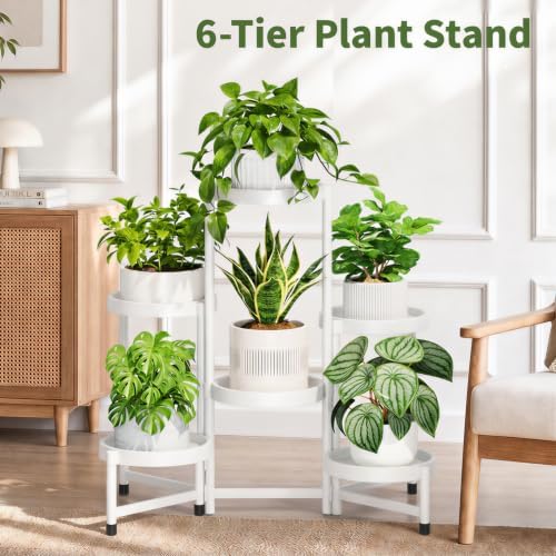 LASZOLA Plant Stand Indoor Outdoor with Large 10 Inch Plastic Tray, White - Image 6