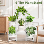 LASZOLA Plant Stand Indoor Outdoor with Large 10 Inch Plastic Tray, White - Image 6
