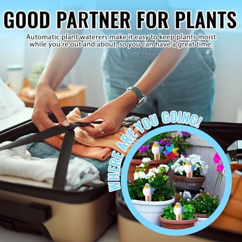 Sliner 8 Pcs Bird Plant Self Watering Globes Terracotta Spikes, Blue - Image 5