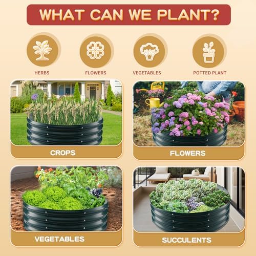 Durable Round Steel Raised Garden Bed Painted for Planting Vegetable/Herbs/Flowers/Trees at Backyard/Garden,or Baby Chicken,Christmas Tree Fence (Dark Green, 36 ins Diameter x 12 ins high) - Image 6