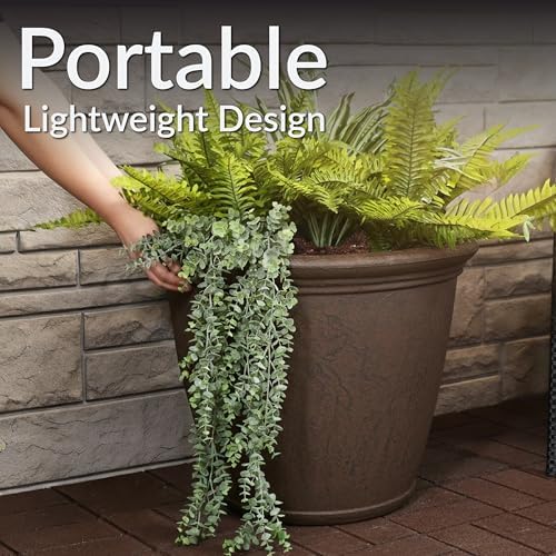 Sunnydaze Anjelica 24'' Large Plastic Planter Pot for Plants, Rust, 3pk - Image 4