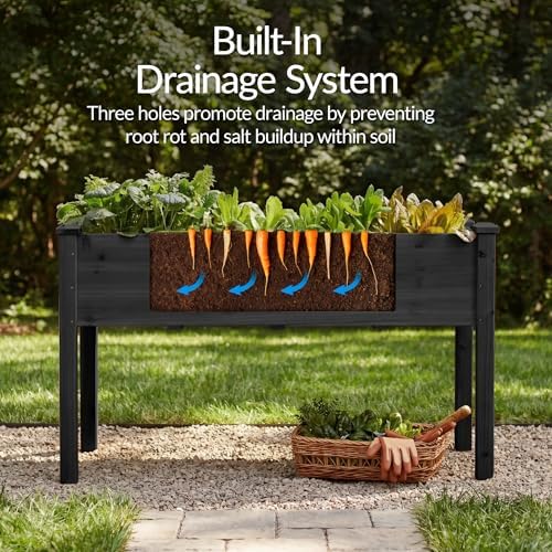 Best Choice Products 48x24x30in Raised Garden Bed, Elevated Wood Planter Box Stand for Backyard, Patio, Balcony w/Bed Liner, 200lb Capacity - Black - Image 5