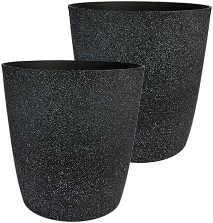 The HC Companies Santa Fe Round Self-Watering Pot - Lightweight Plastic Planter for Herbs & More - Durable Plant Pots for Indoor Plants & Outdoor Plants (16" Black Sand, Pack of 2) by TheHCCompanies