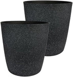 The HC Companies Santa Fe Round Self-Watering Pot - Lightweight Plastic Planter for Herbs & More - Durable Plant Pots for Indoor Plants & Outdoor Plants (16" Black Sand, Pack of 2) by TheHCCompanies