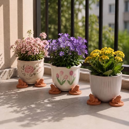 LemonRoad 12 Set Frog Pot Feet for Outdoor Planters, Terra Cotta Cement - Image 6