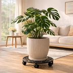 2 Pack Plant Caddy with Wheels, PlanterHoma 11 Inch Metal Plant Stand with Wheels Heavy Duty Wrought Iron Plant dolly Rolling Stand Plant Roller with Casters for Indoor and Outdoor with 2 Pack Plant Saucers - Image 4