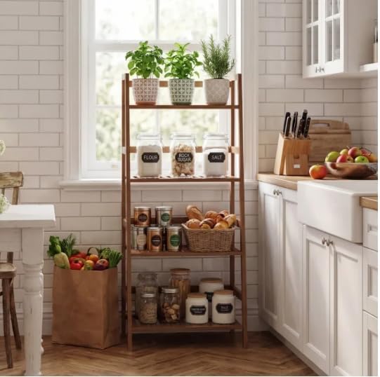 4-Tier Bamboo Plant Rack with Guardrails 48x32x114cm - Image 6