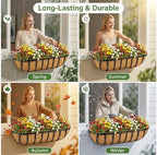 30 Inch Window Deck with Coco Liner, 30" Window Boxes Horse Trough with Coconut Coir Liner, Fence Metal Hanging Flower Planter Window Basket Deck Railing Planter Boxes for Outdoor Garden Lawn, 4pcs - Image 2