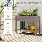 Raised Garden Bed with Shelf, Rolling Resin Planter Box, Gray - Image 3