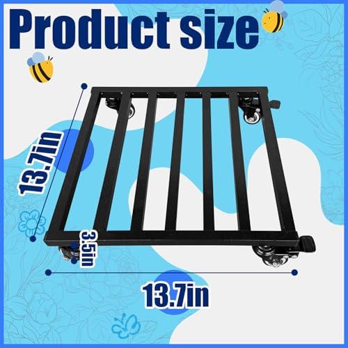 14 Inch Plant Caddy with Wheels Lockable Heavy Duty Trolley Large Metal Square Plant Dolly Plant Roller Base Potted Stand Suitable for Indoor Outdoor Plant Pots Black - Image 2