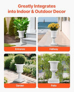 VEVOR Plastic Urn Planters, 9.8 x 16.5 Inch, 2 Pack White Classic Flower Pots Front Porch Planters, Indoor & Outdoor Vase for Wedding, Party, Event, Home, Stage, Garden, Balcony, Patio Decoration - Image 6