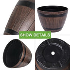 VECELO Plant Pots with Drainage Holes & Saucer, 9/11.3/13 Inch Flower Pots with Tray, 3 Pack Plastic Whiskey Barrel Planters for Indoor & Outdoor Garden Home Plants and Flowers - Image 3