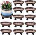 12 Packs Plant Caddy with Wheels 11.8" Plastic Rolling Plant Dolly Coasters Heavy-Duty Wheeled Planter Mover Rollers Indoor Outdoor Wheeled Flower Pot Base Suacers with Casters, Brown by Planterhoma