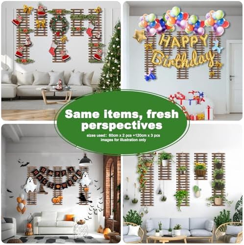 Mulctun Wall Planters - 11.4" W x 47.24" H Wooden Wall Planters for Indoor Outdoor Plants,Hanging Wood Wall Trellis,Wall Mounted Plant Holder for Orchids,Succulent,Air Plants,Hanging Pots Display - Image 6