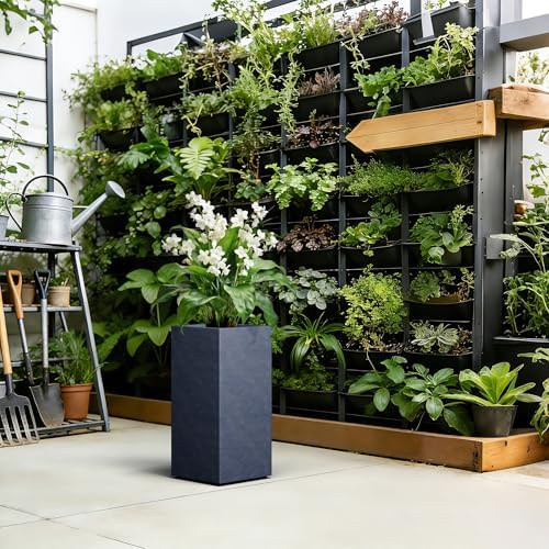 Kante Accent Column Square Charcoal Concrete Planter 23.6" H, Outdoor - Image 4