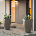 Glitzhome Modern Decor Faux Concrete Tall Planters 22.75" H, Gardening Containers Flower Pots Indoor Outdoor Use (Set of 2), Gray by Glitzhome