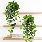 CEWOR Fake Pothos Hanging Plants, 33", Variegated, with Plastic Pot, for Home Office Indoor Decor, 2 Pack by CEWOR