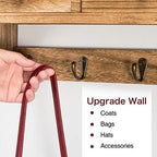 Emfogo Coat Hooks Mounted, Rustic Wood Coat Rack Mount Shelf with Hooks, Farmhouse Coat Rack with Shelf & Coat Hook for Entryway, Mudroom, Bedroom, Kitchen, Bathroom (Brown) - Image 5