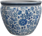 Red Lantern Large 22" Porcelain Fishbowl Blue & White Floral Planter by RedLantern