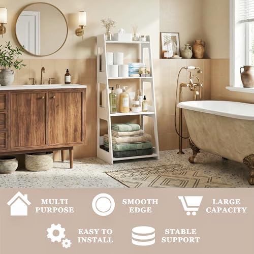 4-Tier Bathroom Ladder Shelf Freestanding, 15.7" W x 38.6" H, PVC - Image 5