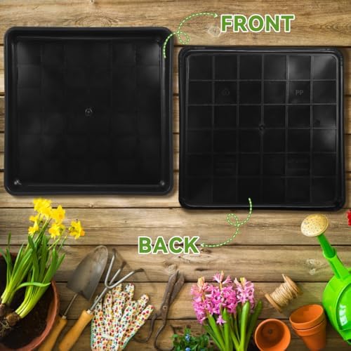 DOITOOL 2 pcs Square Plant Saucer 16 inch Plastic Plant Tray for Indoor Outdoor Potted Flowers No Hole Drip Tray Water Catcher Base Plate for Pots and Seed Starting - Image 6