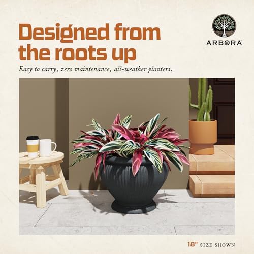 ARBORA 18" Cannes Urn Planter - Lightweight Polyresin Decorative Plant Pot - Image 4