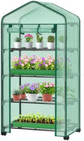 Ohuhu Small Greenhouse for Indoor Outdoor with Wheel, Portable Plastic Plant Green House 4-Tier Rack Stand Portable Greenhouses with Durable PE Cover for Seedling by Ohuhu