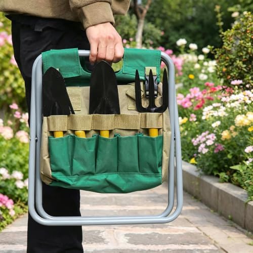 Folding Gardening Stool with Heavy-Duty Oxford Cloth and Garden Tool Kit - Image 2