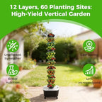 Hydroponic Grow Tower 12 Tiers 60 Holes, 6.6Gal Indoor Vertical Garden System with Water Pump, Automatic Water Circulation - Garden Hydroponic Growing Kit for Leafy Vegetables, Herbs, Strawberries - Image 2