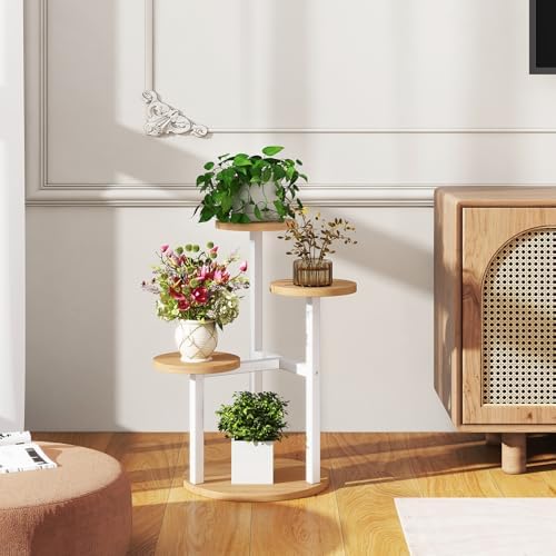 IBUYKE 4 Tier Small Plant Stand for Indoor, White TMJ073R - Image 2