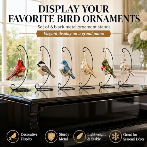 Ornament Display Stands 6 Pack, 13 Inch Black Wrought Iron Ornament Hangers for Christmas Ornaments, Glass Globes, Terrariums, Lanterns, Memorial Keepsakes, Figurines & Holiday Table Decor - Image 5